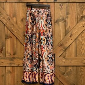 Zara Multicolor Paisley Wide-Leg Pants